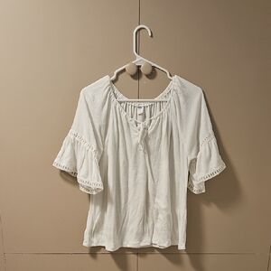 Old Navy Cream Blouse with Lace Trim